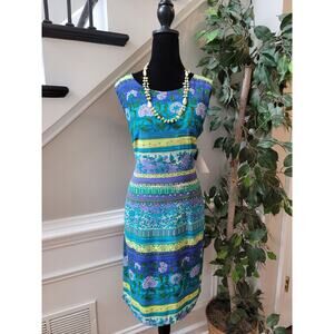 KC Spencer Sheath Dress Women Size 10 Multicolor Floral Geometric Print Lined